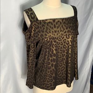 Clara S. Metallic Animal print Blouse Size Large